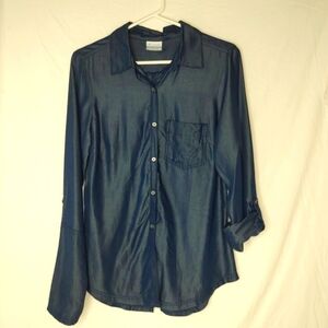 Columbia XS Shirt Womens Blue Adjustable Long Sleeve Outdoors Secret Pocket